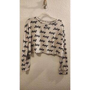 Juicy by Juicy Couture Logo,‎ Grey, Crop Top, Pajama Top Large